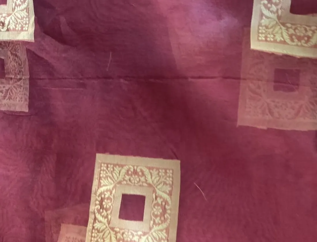 100% silk organza wine jacquard fabric 54&quot; by the yard