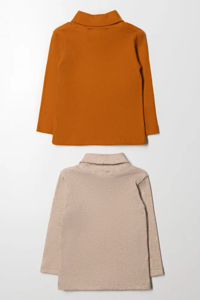 2 Pack Polonecks Burnt Orange And Natural