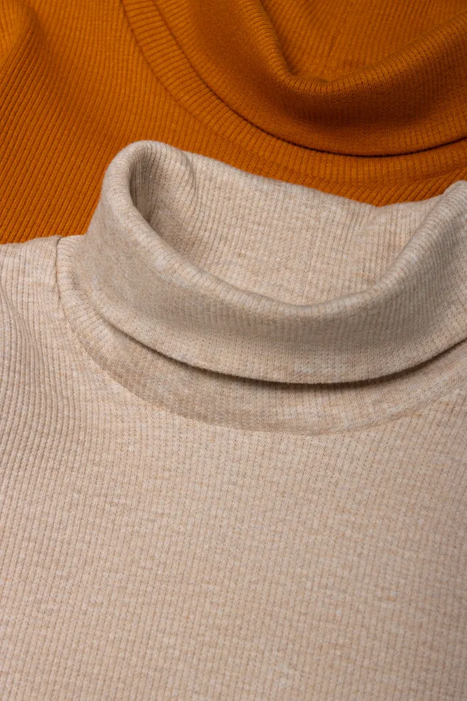 2 Pack Polonecks Burnt Orange And Natural