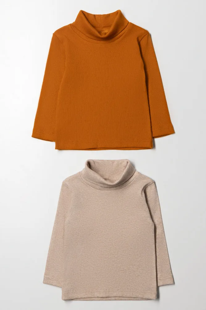 2 Pack Polonecks Burnt Orange And Natural