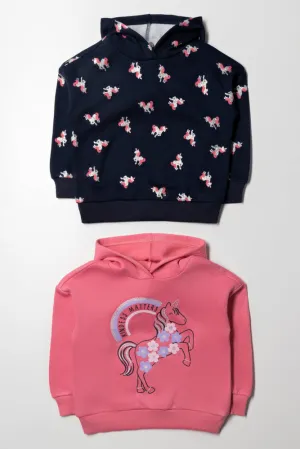 2 Pack Unicorn Tracktops Pink And Black