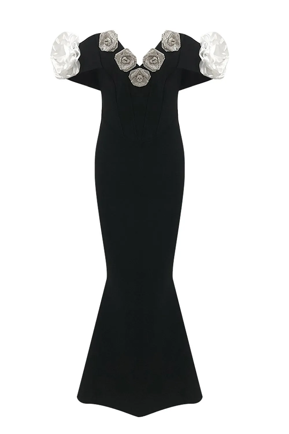 3D Floral Mermaid Maxi Bandage Dress
