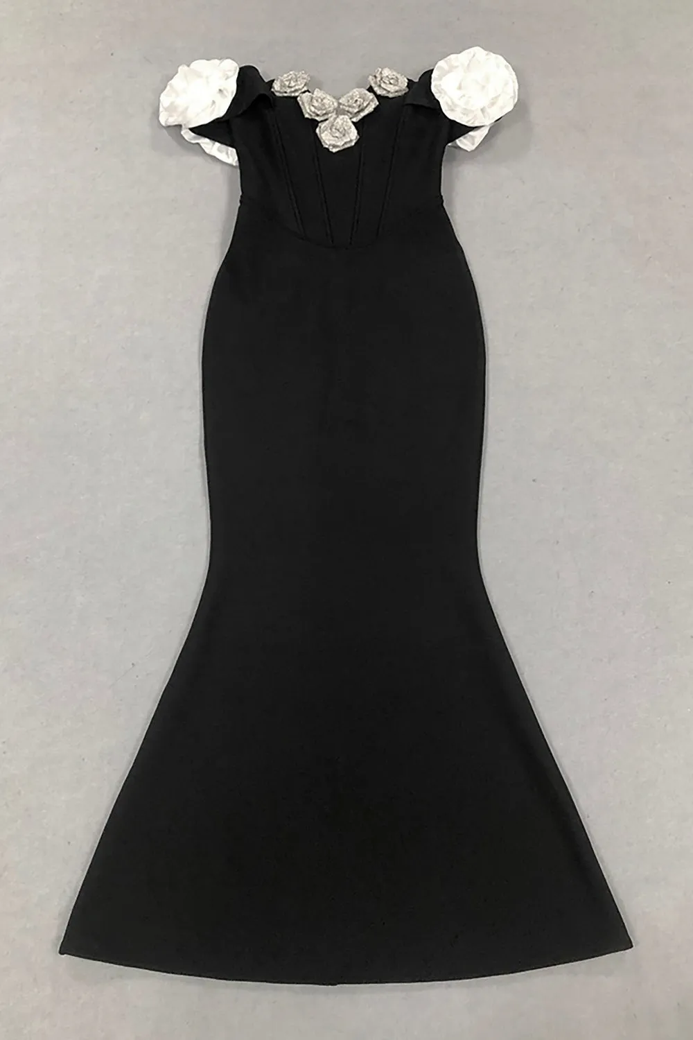 3D Floral Mermaid Maxi Bandage Dress