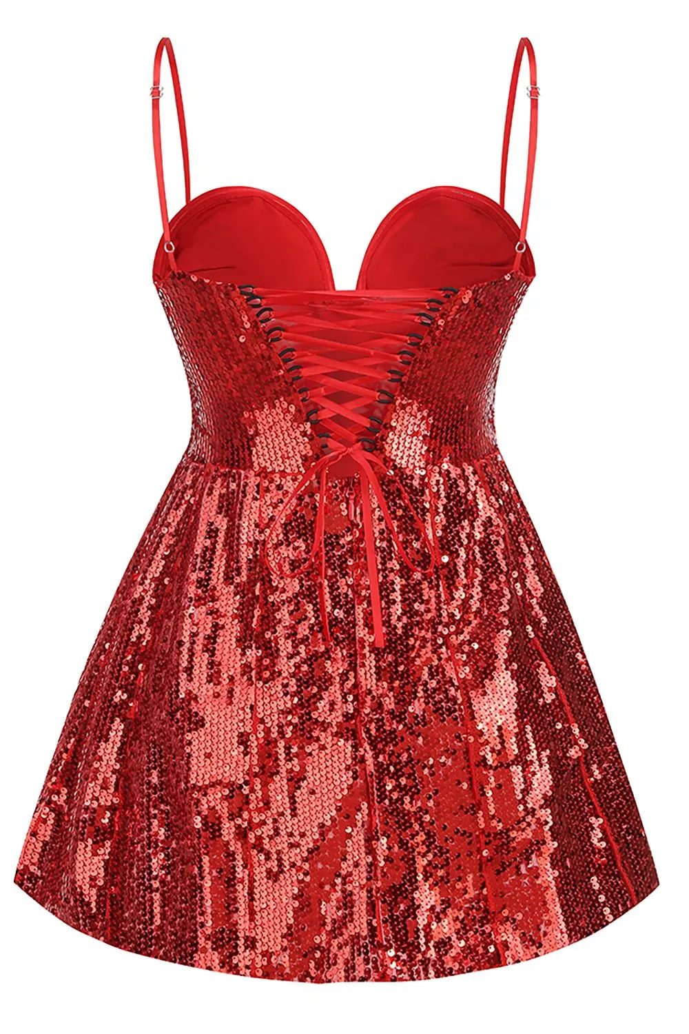3d Flower Corset Sequin A Line Mini Dress in Burgundy