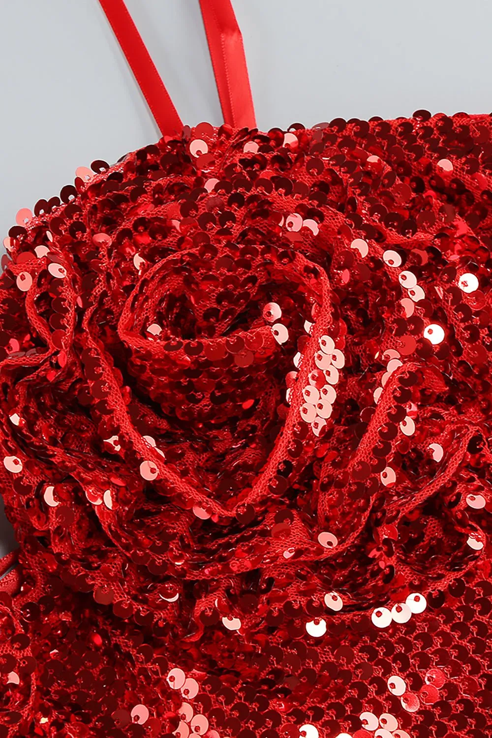 3d Flower Corset Sequin A Line Mini Dress in Burgundy