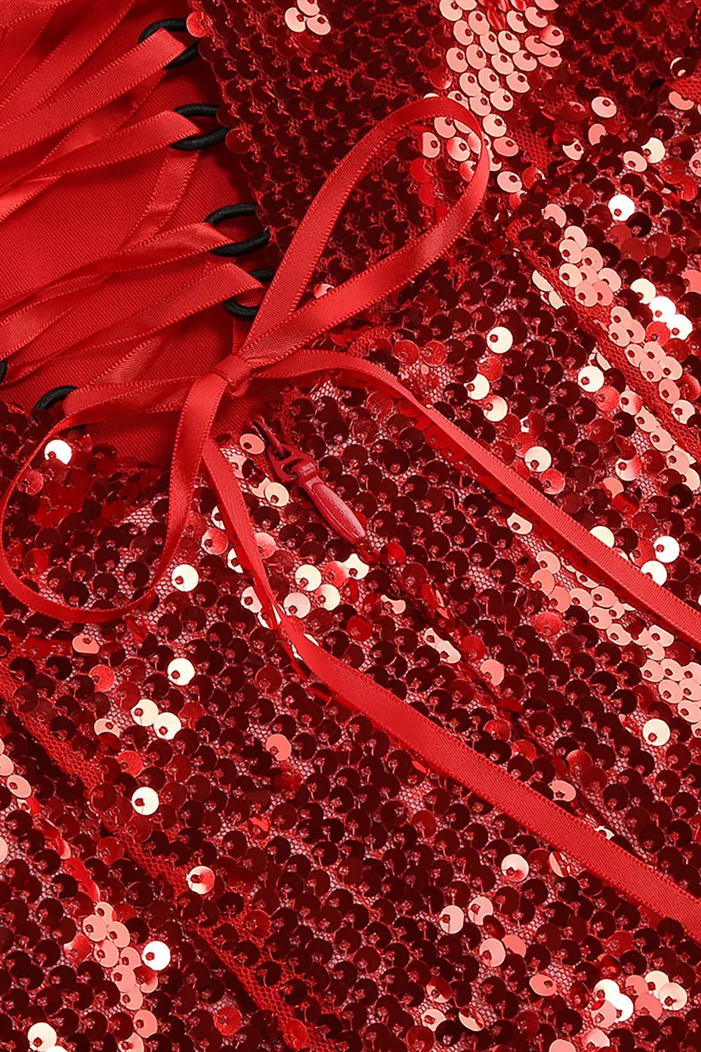 3d Flower Corset Sequin A Line Mini Dress in Burgundy