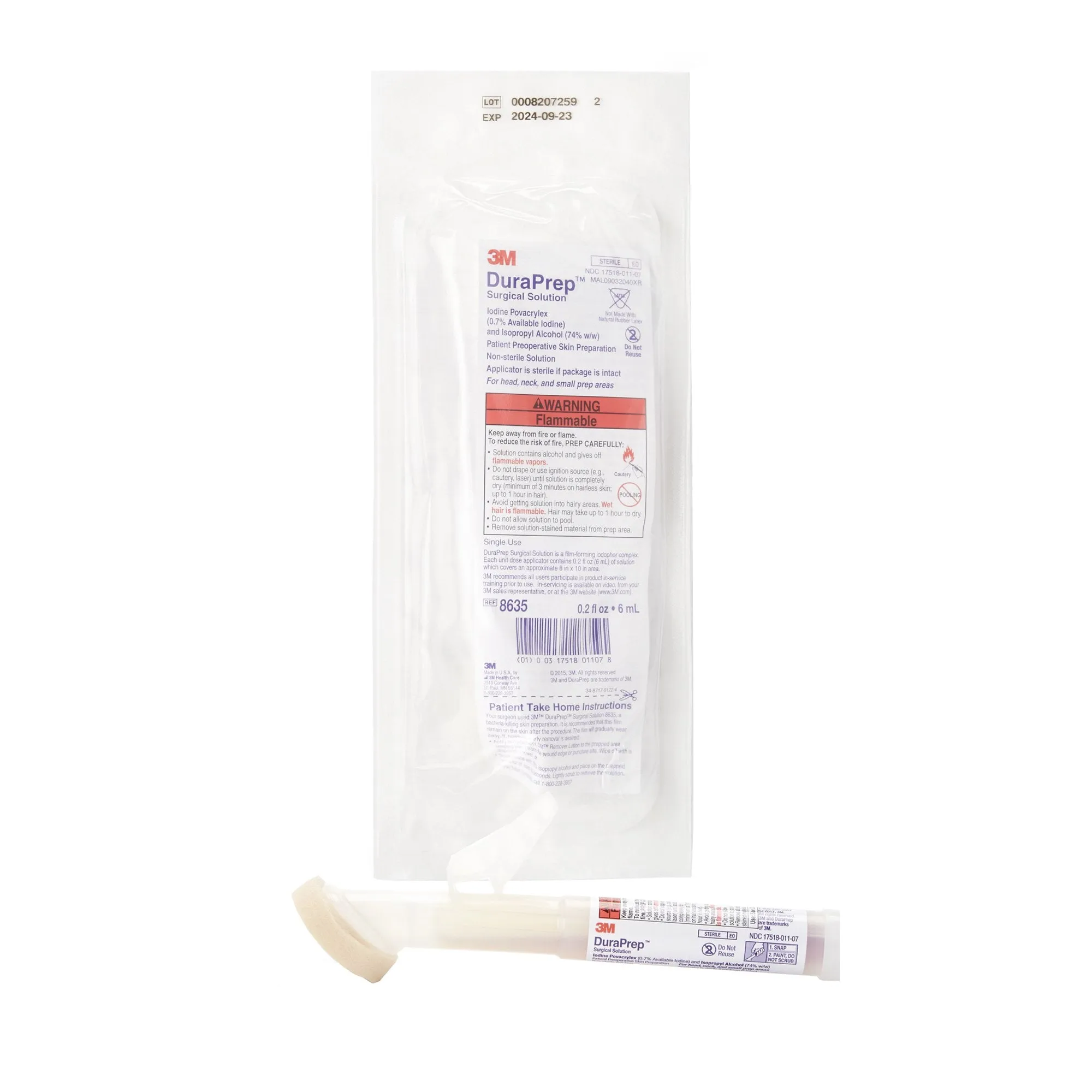 3M DuraPrep Prep Solution, Applicator, 6 mL, 1 Case of 50