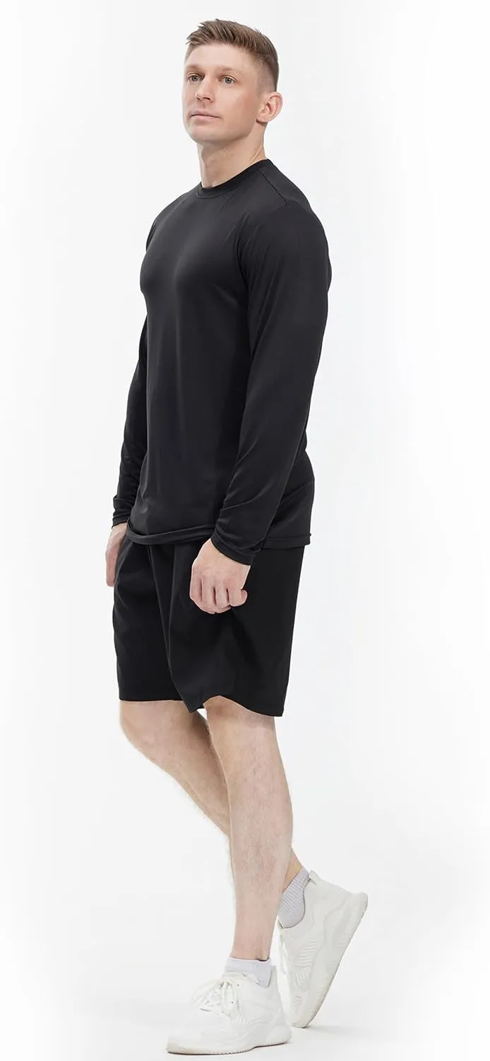 4 Pack Long Sleeve Shirts for Men Dry-Fit Moisture Wicking T-Shirts for Fishing Hiking Workout Gym