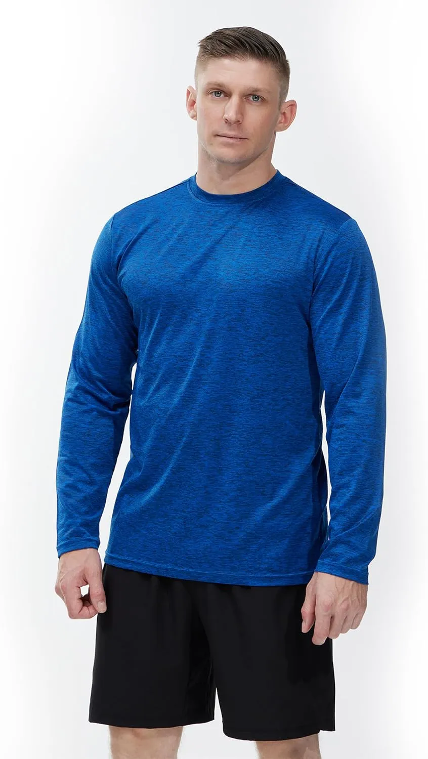 4 Pack Long Sleeve Shirts for Men Dry-Fit Moisture Wicking T-Shirts for Fishing Hiking Workout Gym