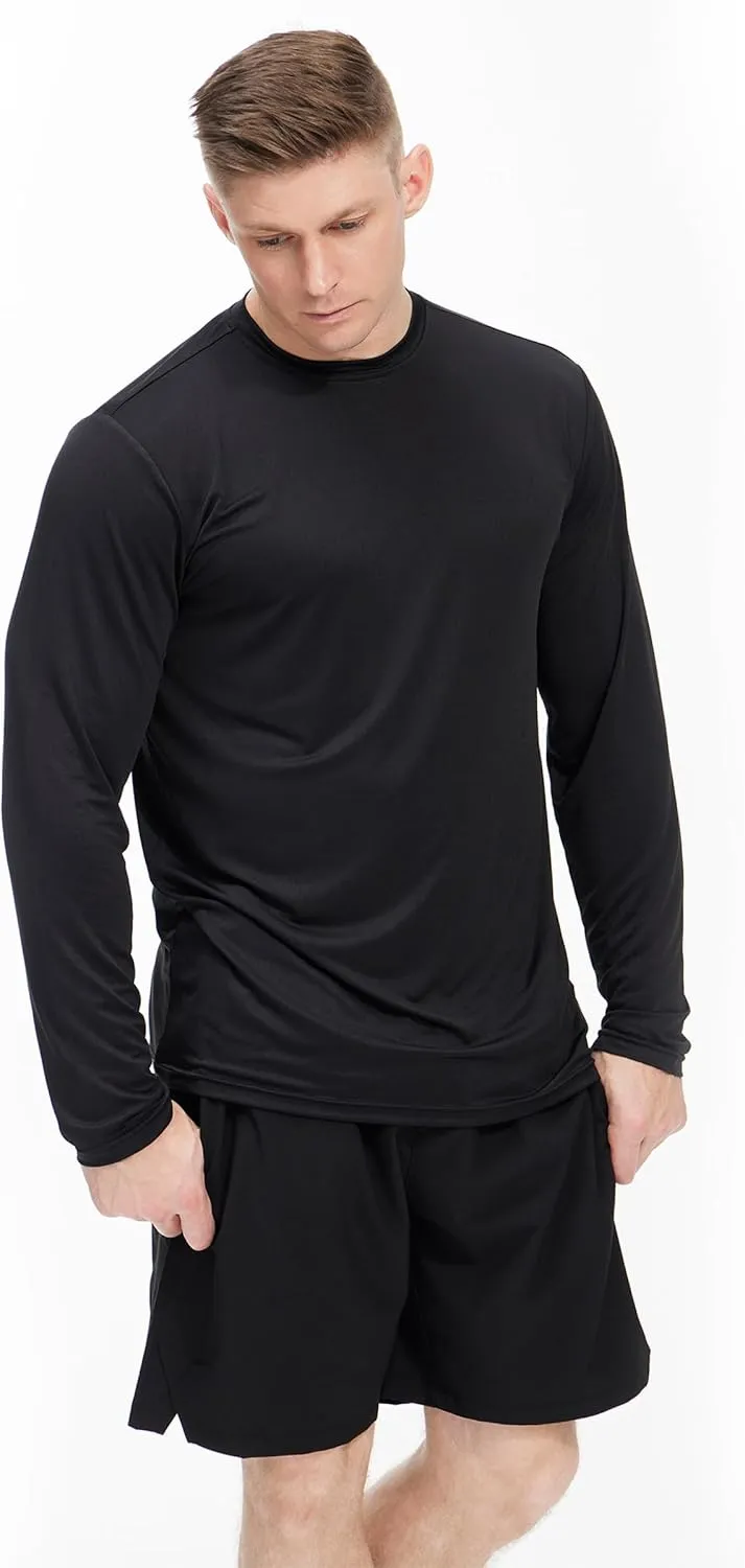 4 Pack Long Sleeve Shirts for Men Dry-Fit Moisture Wicking T-Shirts for Fishing Hiking Workout Gym