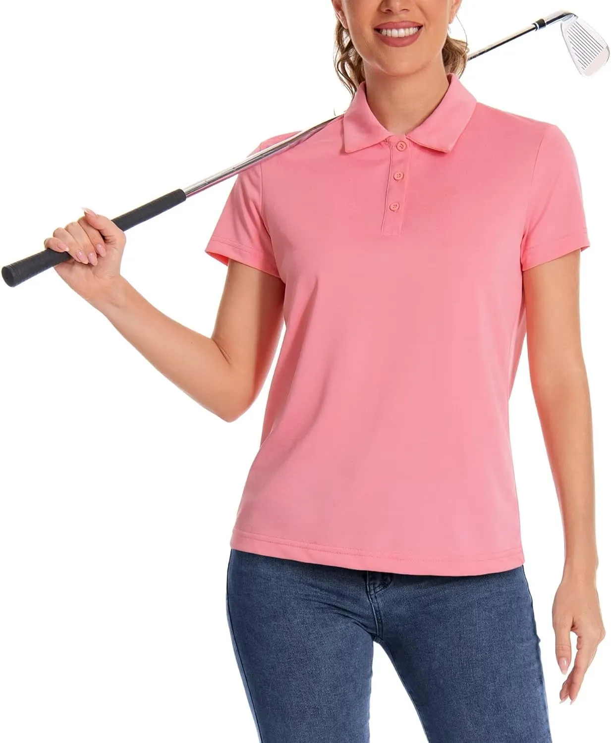 4 Pack Polo Shirts for Women Short Sleeve Cool Golf Shirt Quick Dry Performance Athletic Shirts Collared Work t Shirts