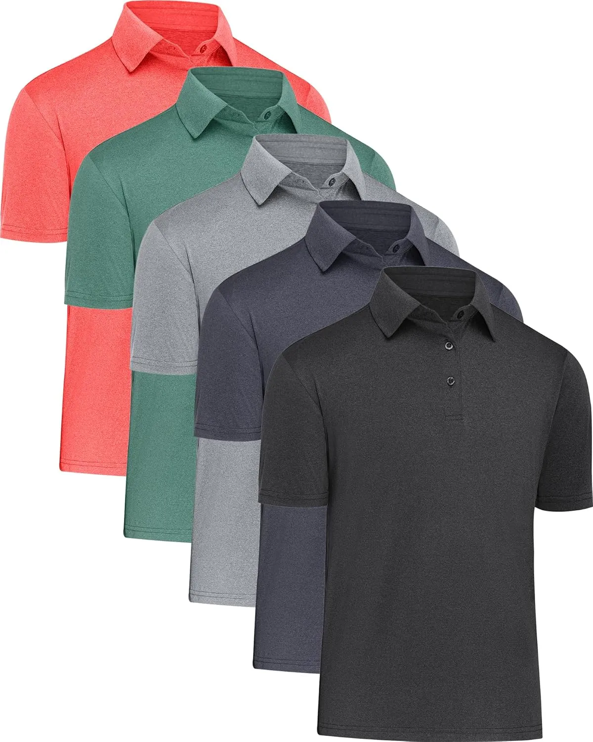 4/5 Pack Mens Polo Shirts Short Sleeve Quick Dry Moisture Wicking Casual Golf T Shirts for Men