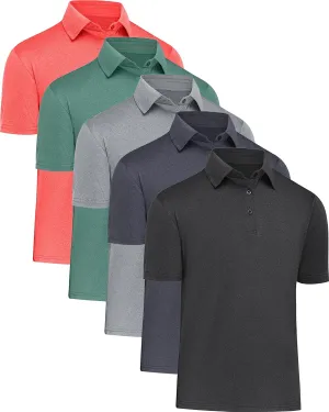 4/5 Pack Mens Polo Shirts Short Sleeve Quick Dry Moisture Wicking Casual Golf T Shirts for Men