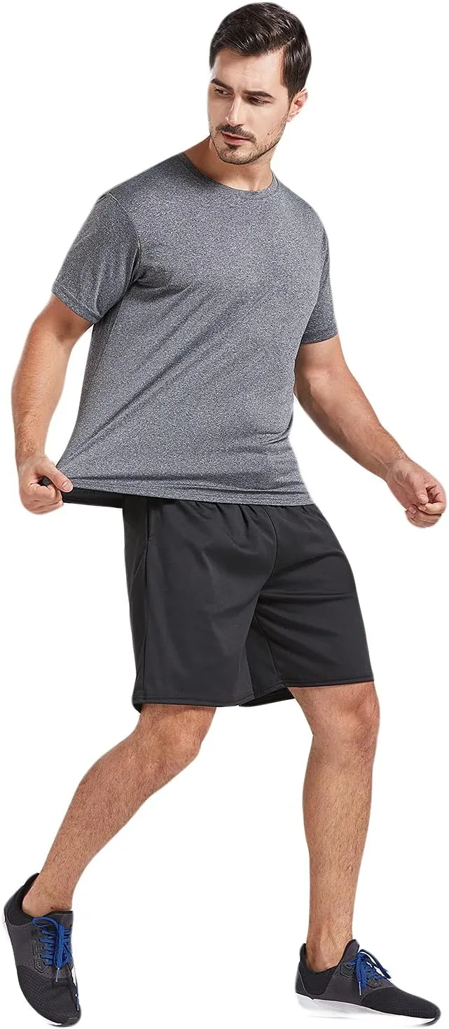 5 Pack Men's Dry Fit T Shirts Athletic Running Gym Workout Short Sleeve Tee Shirts for Men
