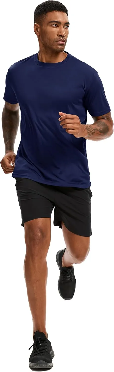 5 Pack Workout Shirts for Men T Shirts Quick Dry UPF 50  Sun Protection Athletic Short Sleeve Tops Lightweight Summer Tee