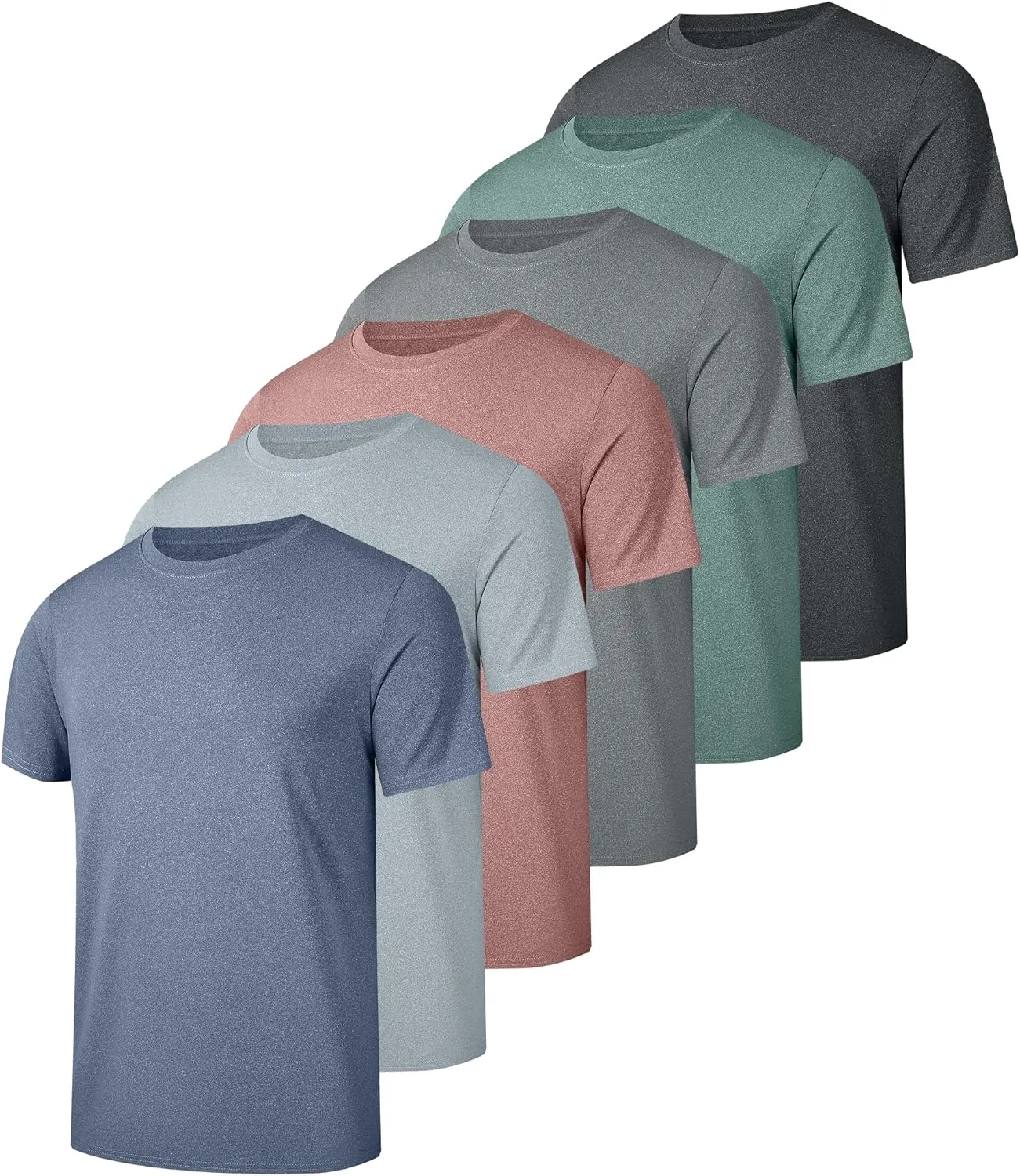 6 Pack Workout Gym Shirts for Men, UPF 50  Short Sleeve UV Sun Shirt Outdoor Gym Hiking Tops Quick Dry Shirts