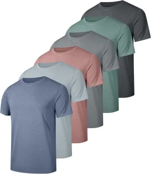 6 Pack Workout Gym Shirts for Men, UPF 50  Short Sleeve UV Sun Shirt Outdoor Gym Hiking Tops Quick Dry Shirts