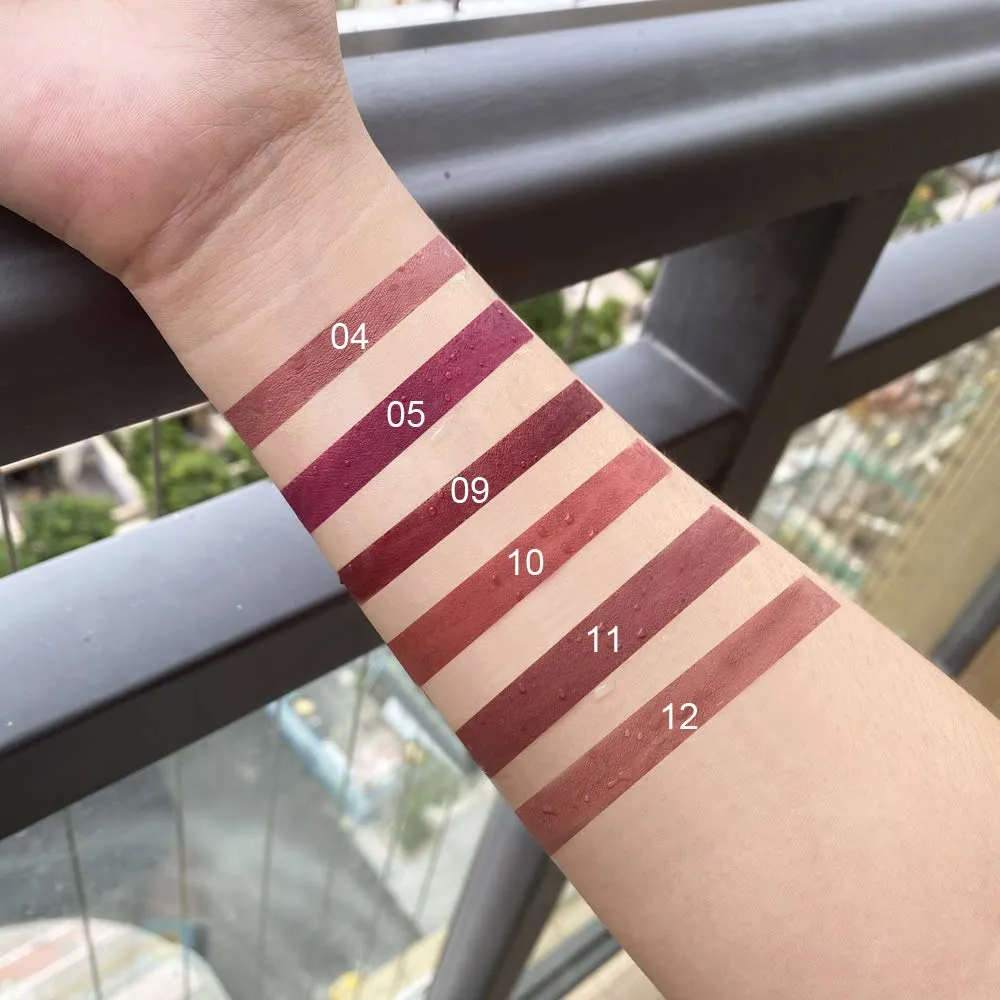 6Pcs Lip Liner and Lipstick Set, DNM Double Color Head Matte Lipstick 24H & Lip Liner 2 in 1 Kit,Waterproof Long Lasting Dark Red Matte Mat Lipstick Gift Set with Matching Lipliner Pens