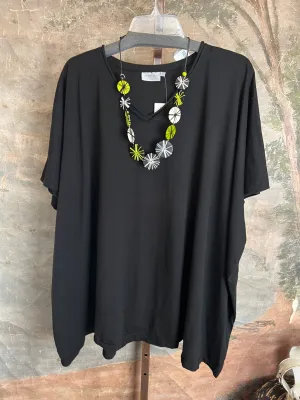 8715 Solid V-Elbow Tunic Tshirt-Black
