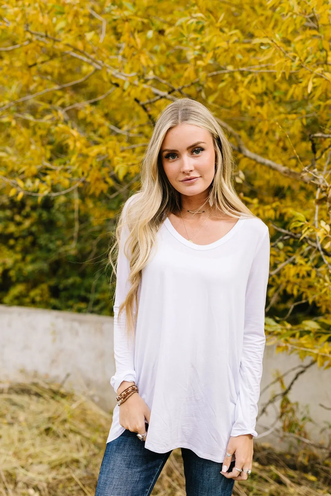 A Ray Of White Long Sleeve V