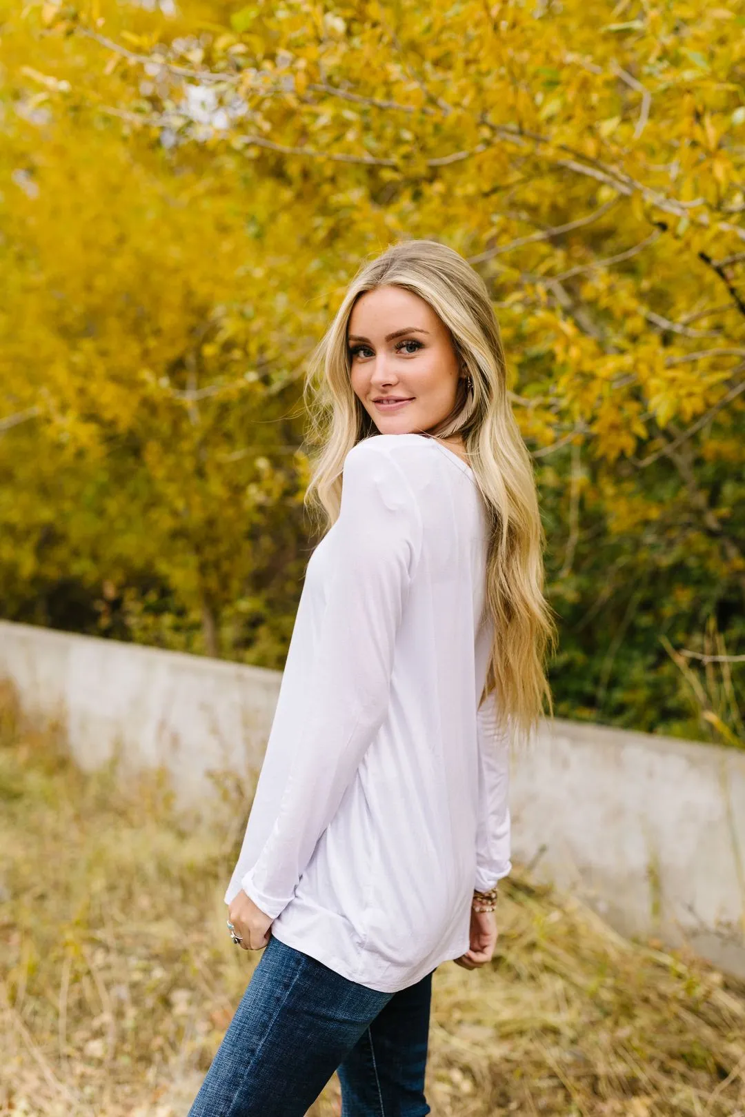 A Ray Of White Long Sleeve V