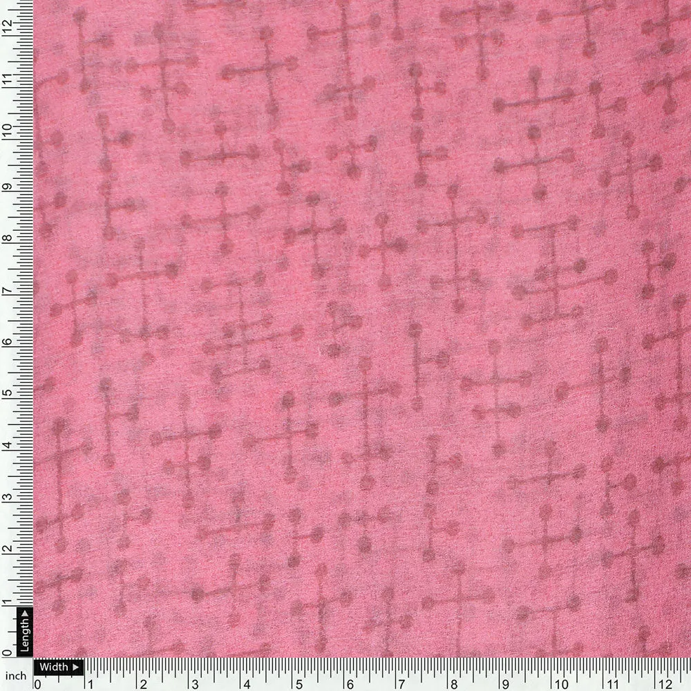 Abstract digital printed peach chiffon fabric from FAB VOGUE Studio