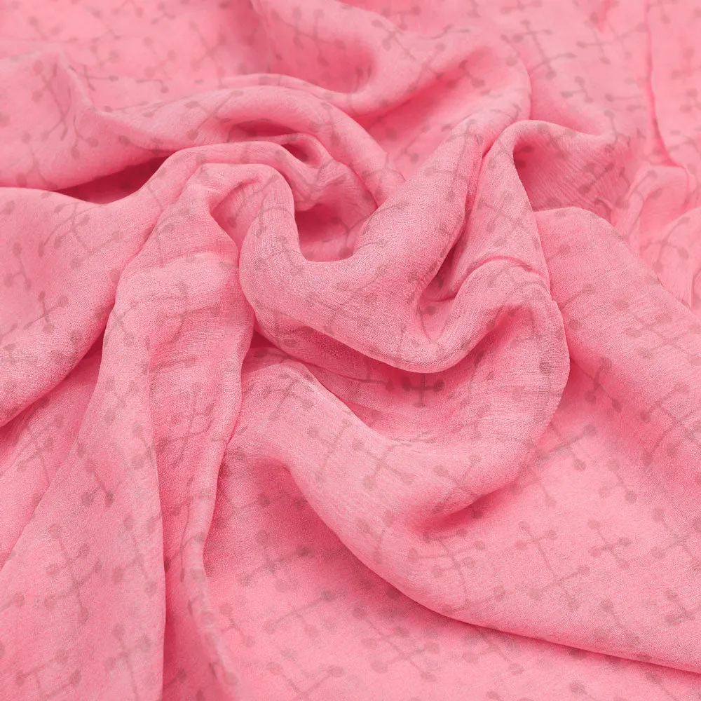 Abstract digital printed peach chiffon fabric from FAB VOGUE Studio