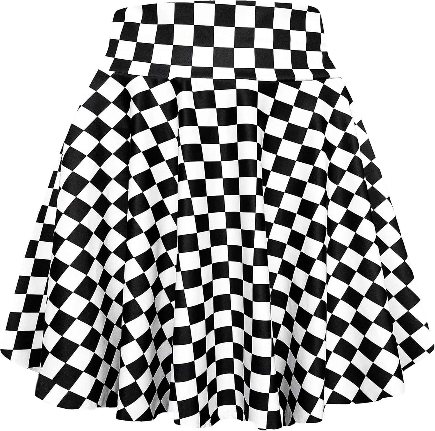 Afibi Women's Casual High Waisted Mini Flared Print Pleated Skater Skirt