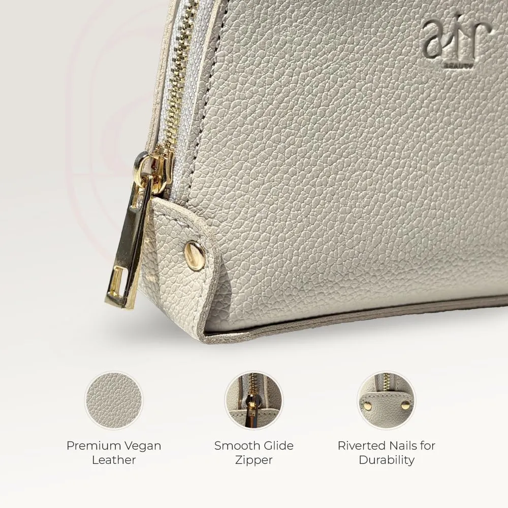 Air Mini Makeup Purse, Mini Travel Makeup Pouch, Travel Makeup Purse, Small Leather Cosmetic Pouch for Women, Compact Daily Use Organizer