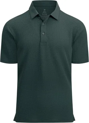 Alex Vando Mens Bubble Jacquard Polo Shirt Super Stretch Short Sleeve Polo Shirts for Men