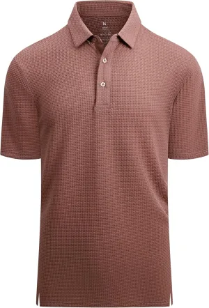 Alex Vando Mens Bubble Jacquard Polo Shirt Super Stretch Short Sleeve Polo Shirts for Men