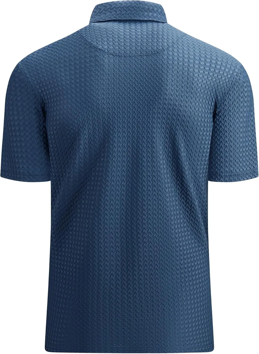 Alex Vando Mens Bubble Jacquard Polo Shirt Super Stretch Short Sleeve Polo Shirts for Men