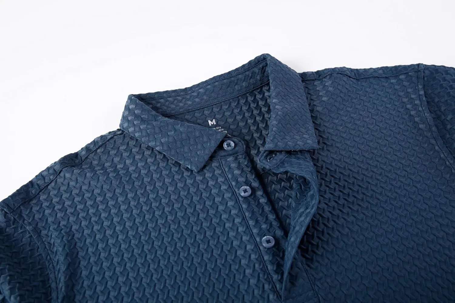Alex Vando Mens Bubble Jacquard Polo Shirt Super Stretch Short Sleeve Polo Shirts for Men