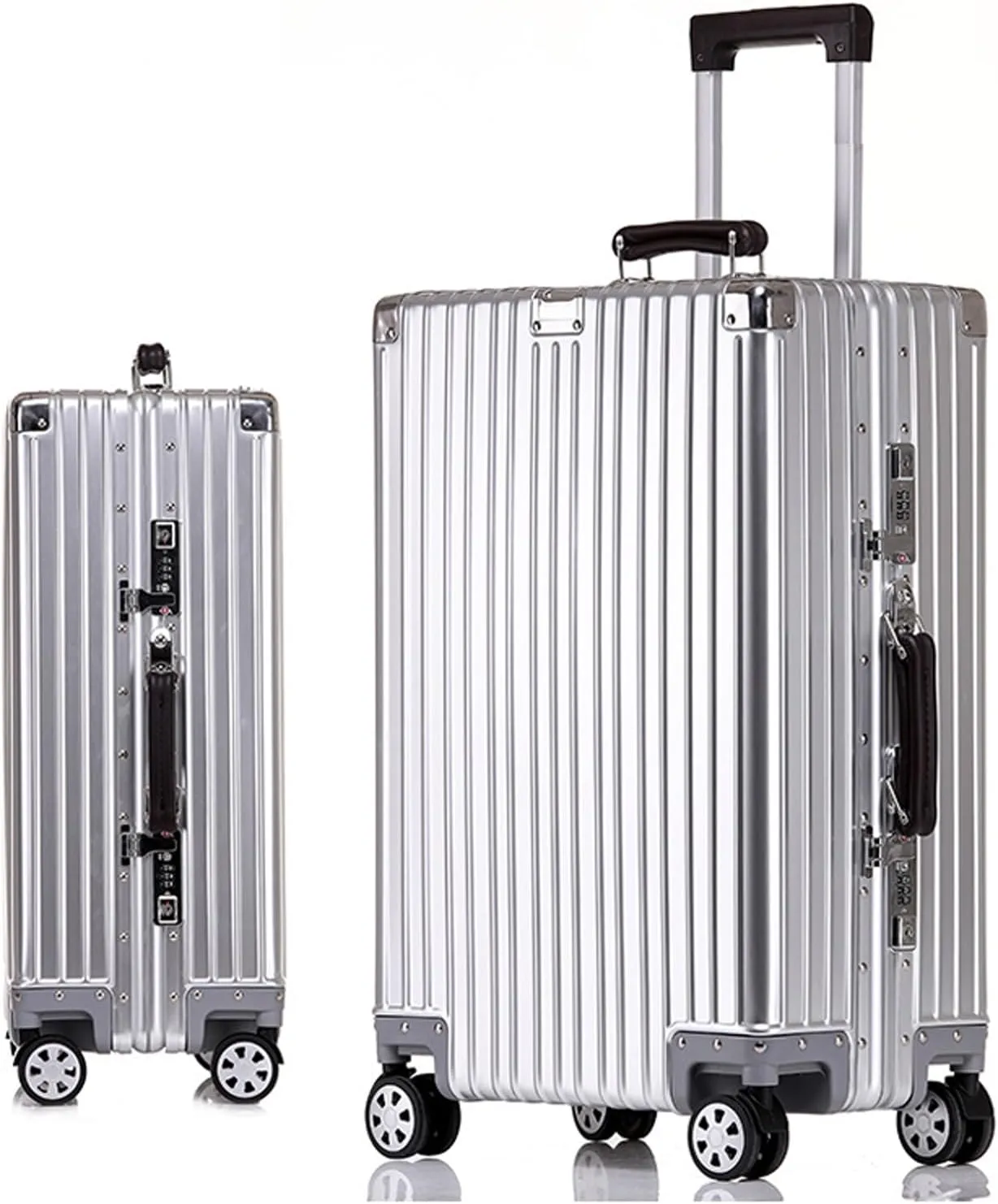 Aluminium Silver Carry-On Suitcase with Spinner Wheels - 26 Inch Travel Luggage(1,20in)