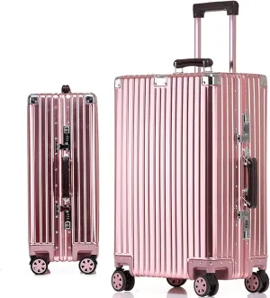 Aluminium Silver Carry-On Suitcase with Spinner Wheels - 26 Inch Travel Luggage(3,20in)