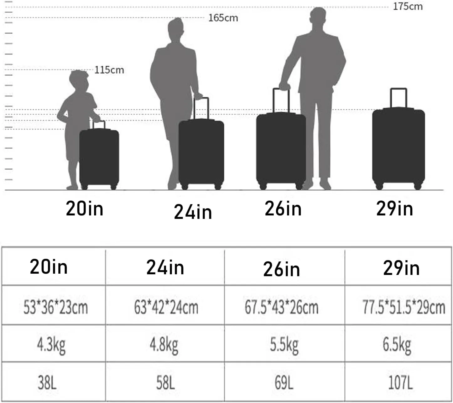 Aluminium Silver Carry-On Suitcase with Spinner Wheels - 26 Inch Travel Luggage(3,20in)