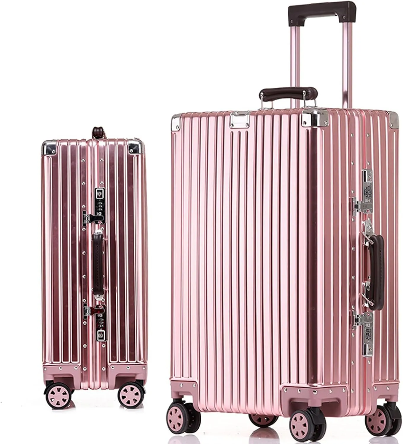 Aluminium Silver Carry-On Suitcase with Spinner Wheels - 26 Inch Travel Luggage(3,20in)