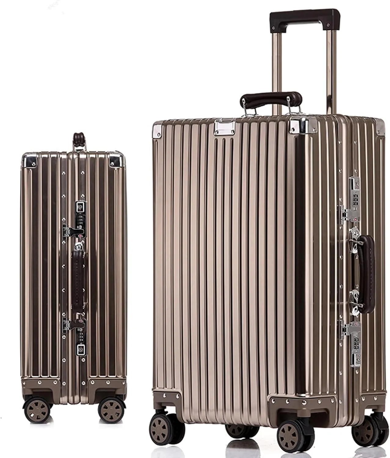 Aluminium Silver Carry-On Suitcase with Spinner Wheels - 26 Inch Travel Luggage(5,20in)