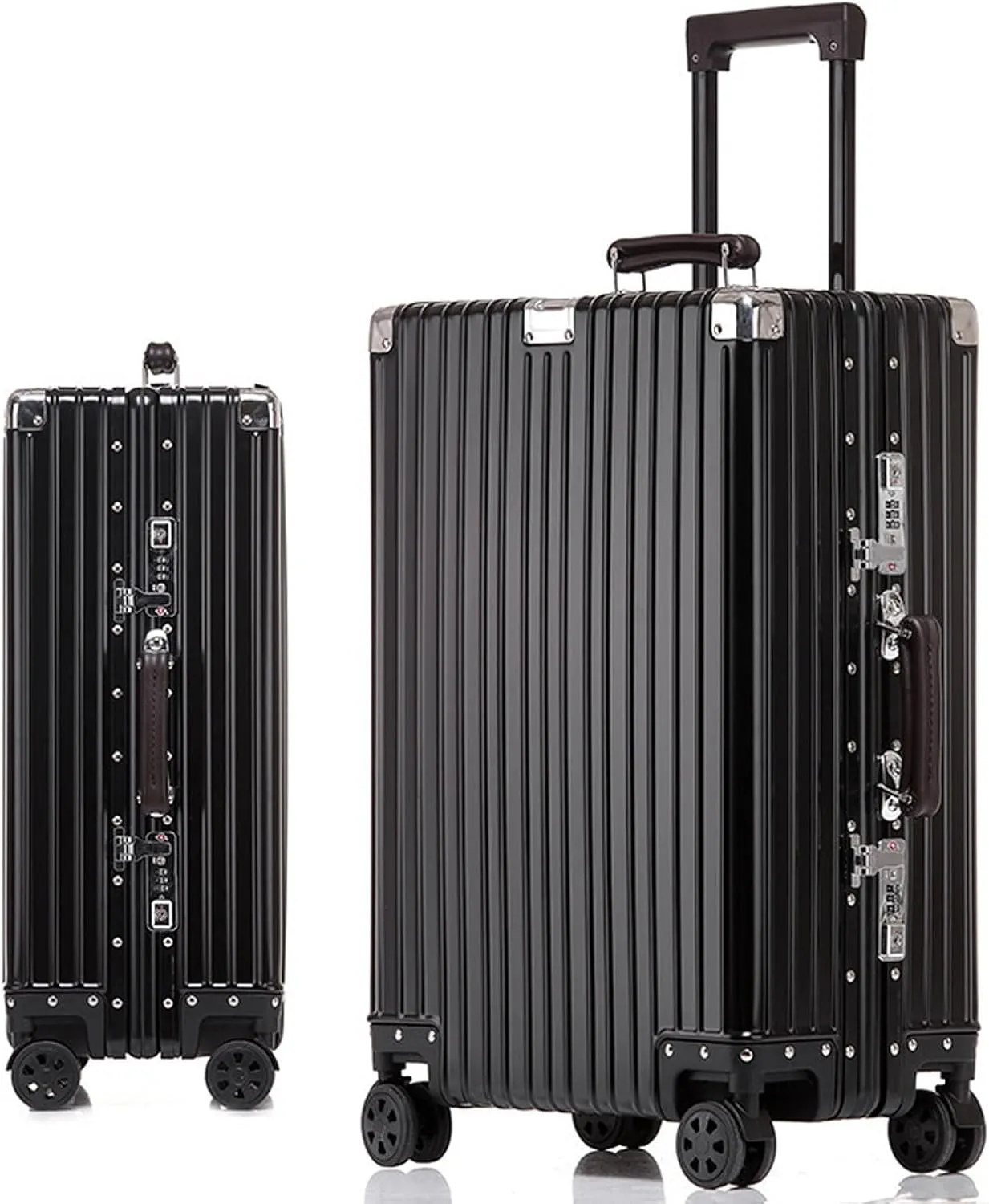 Aluminium Silver Carry-On Suitcase with Spinner Wheels - 26 Inch Travel Luggage(6,20in)