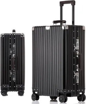 Aluminium Silver Carry-On Suitcase with Spinner Wheels - 26 Inch Travel Luggage(6,20in)
