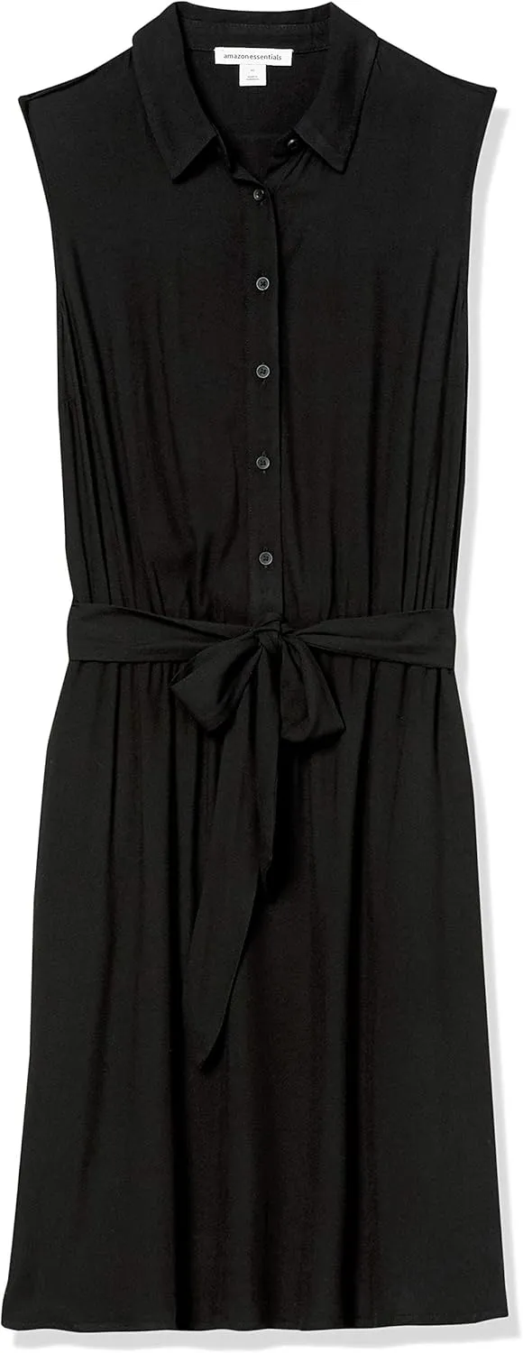 Amazon Essentials Women's Sleeveless Relaxed-Fit Woven Shirt Dress