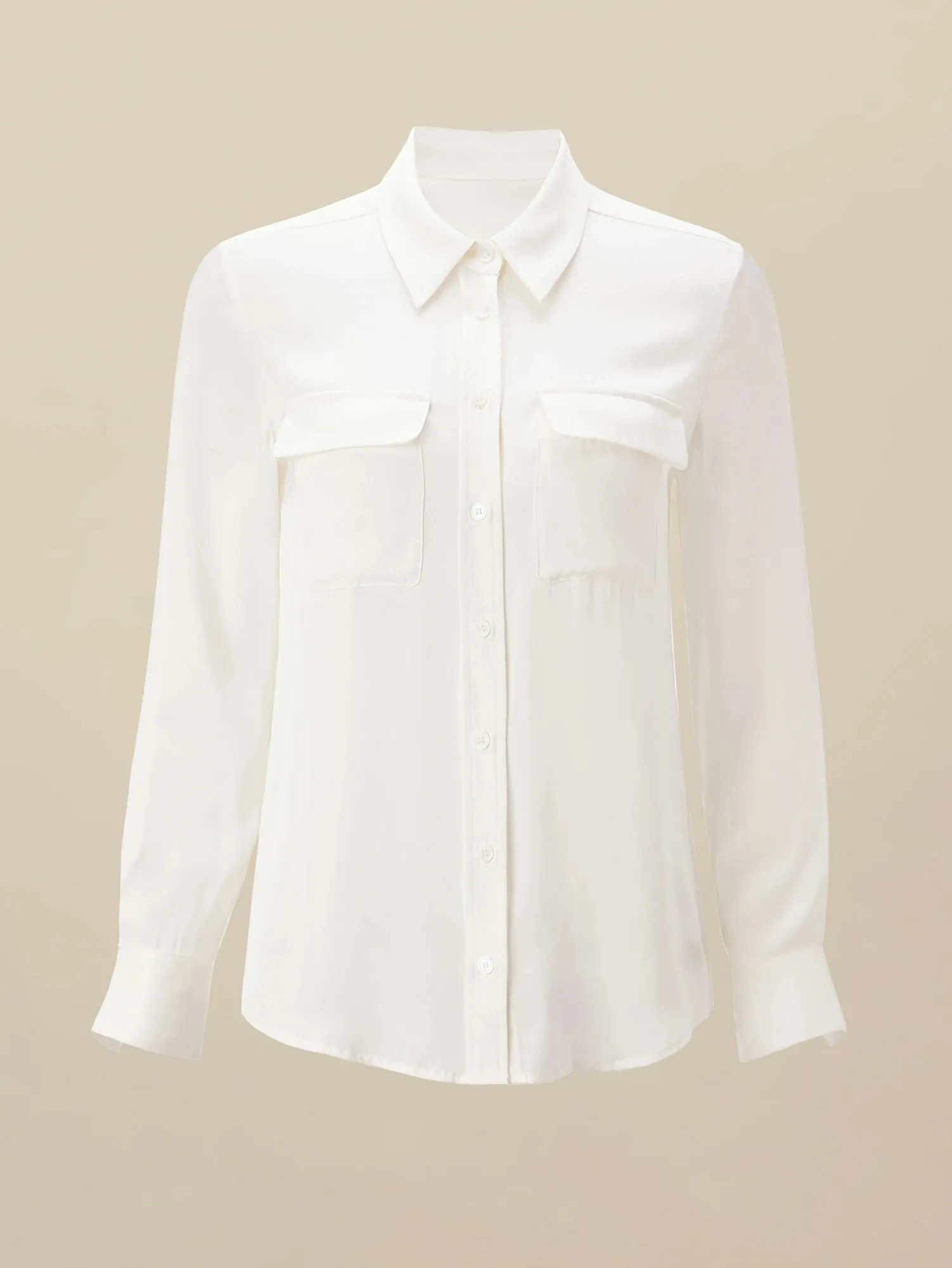 Amoretu Silk Standing Collar Long Sleeve Blouse
