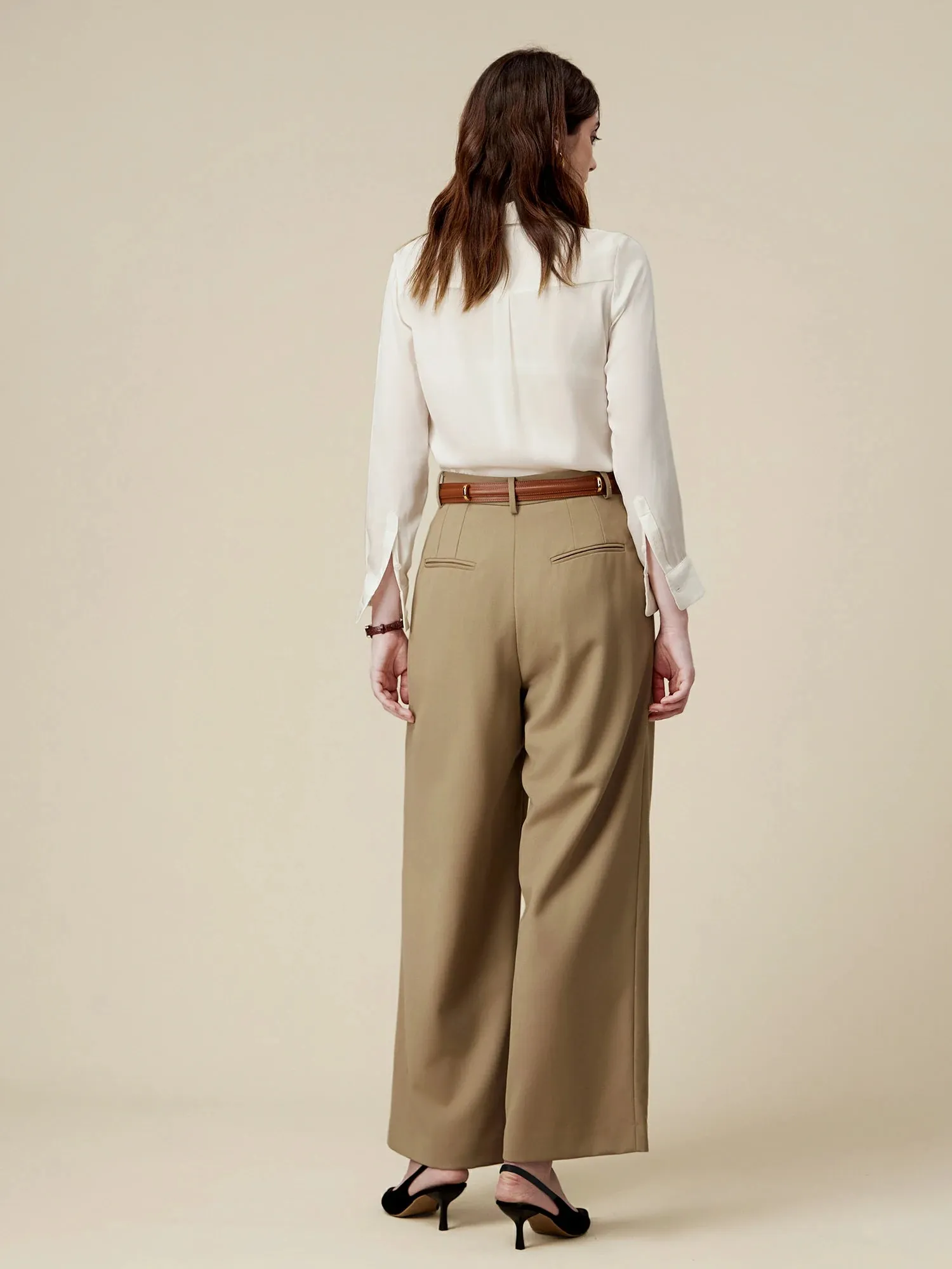 Amoretu Silk Standing Collar Long Sleeve Blouse