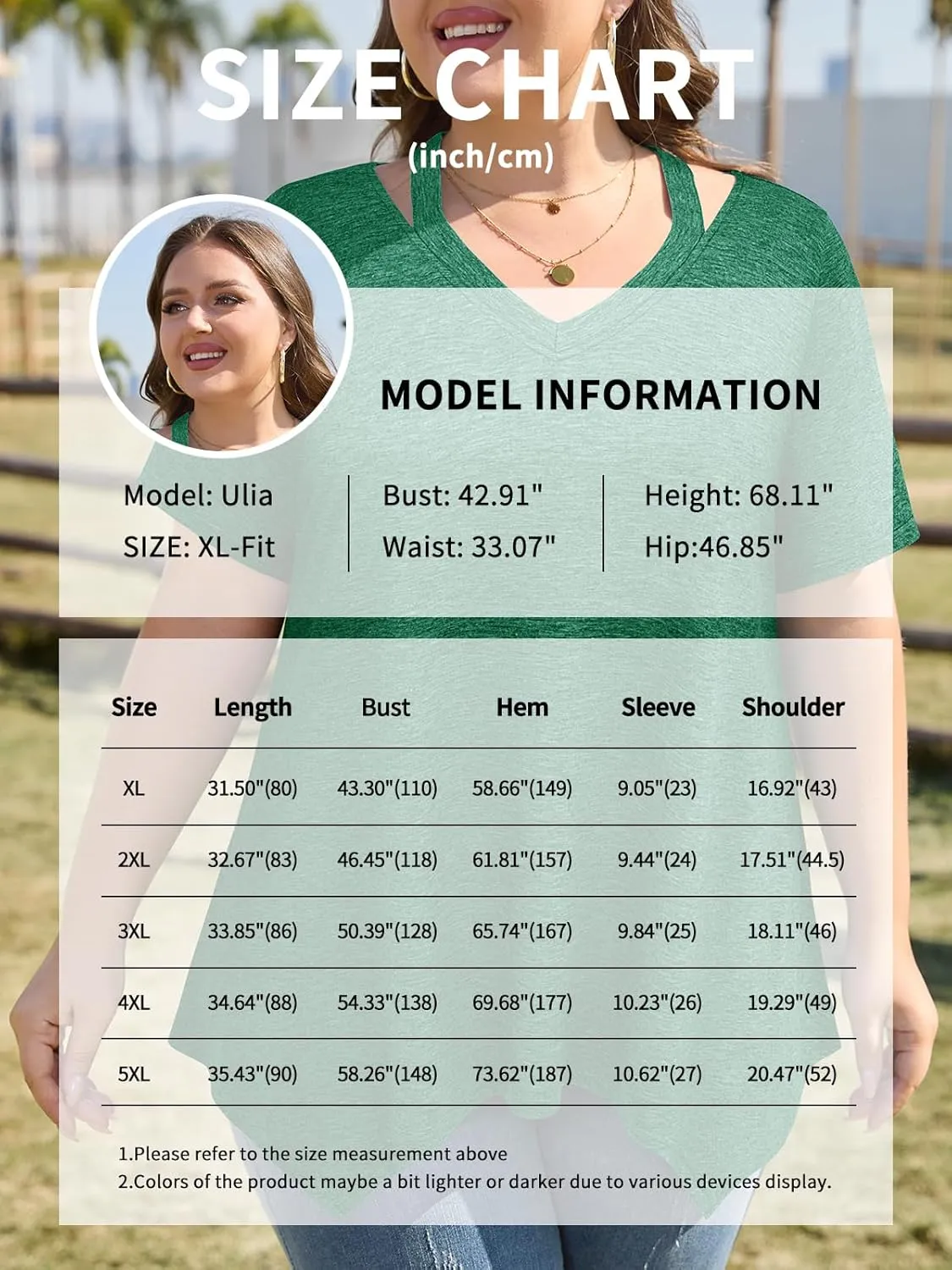Amrto Women Plus Size Tops Cut Out V Neck 3/4 Sleeve Blouses Dressy Casual Tunic Tops to Wear with Leggings