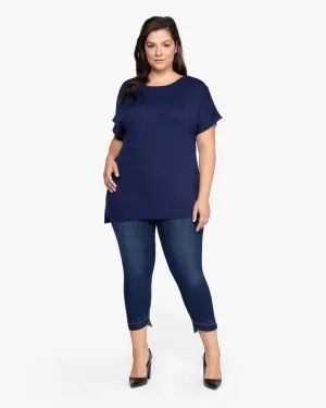 Amy Scoopneck Studded Top | Navy
