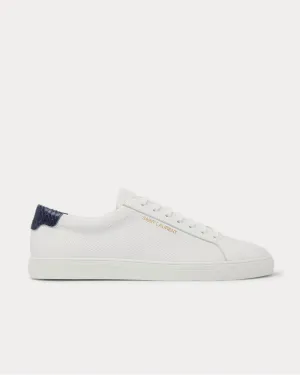 Andy Snake Effect-Trimmed Perforated Leather  White low top sneakers