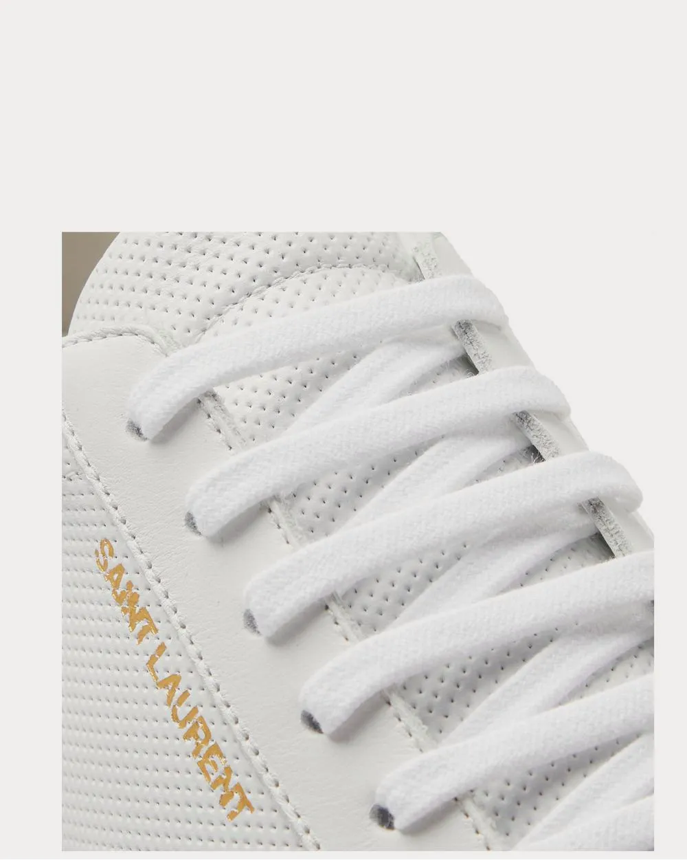 Andy Snake Effect-Trimmed Perforated Leather  White low top sneakers