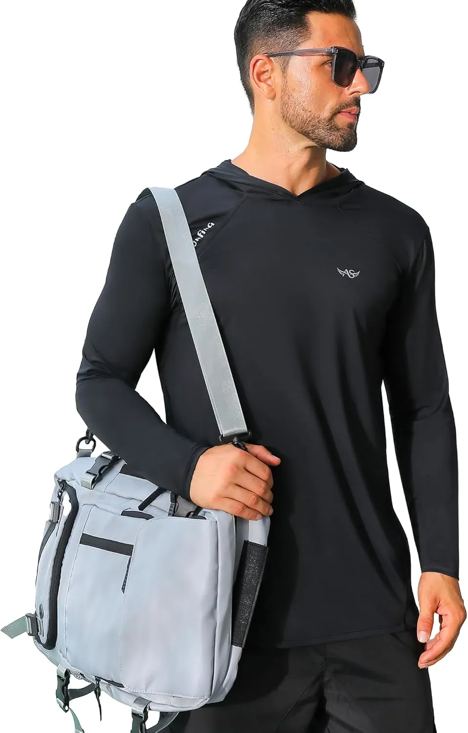 Angel season Men's Rash Guard Shirts UPF 50  Long Sleeve Swim Shirts Quick Dry UV Sun Protection Lightweight