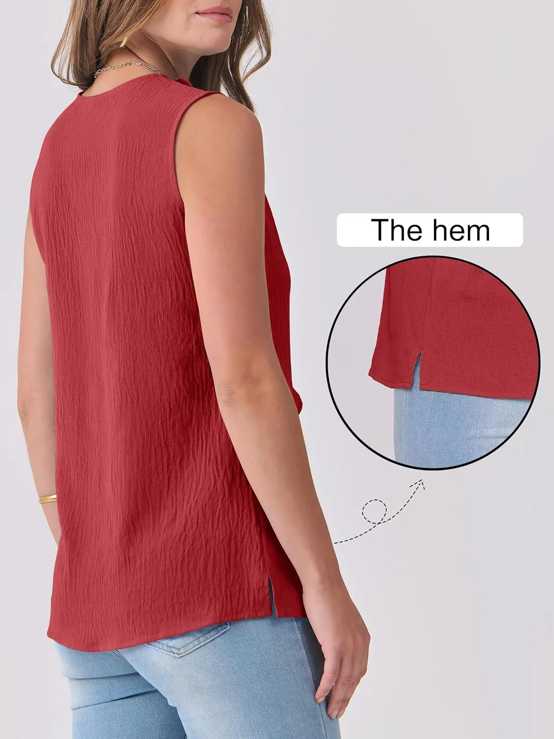 ANRABESS Womens Summer Tank Tops V Neck Sleeveless Ruffle Business Texture Shirts 2025 Ladies Casual Dressy Blouses Outfits