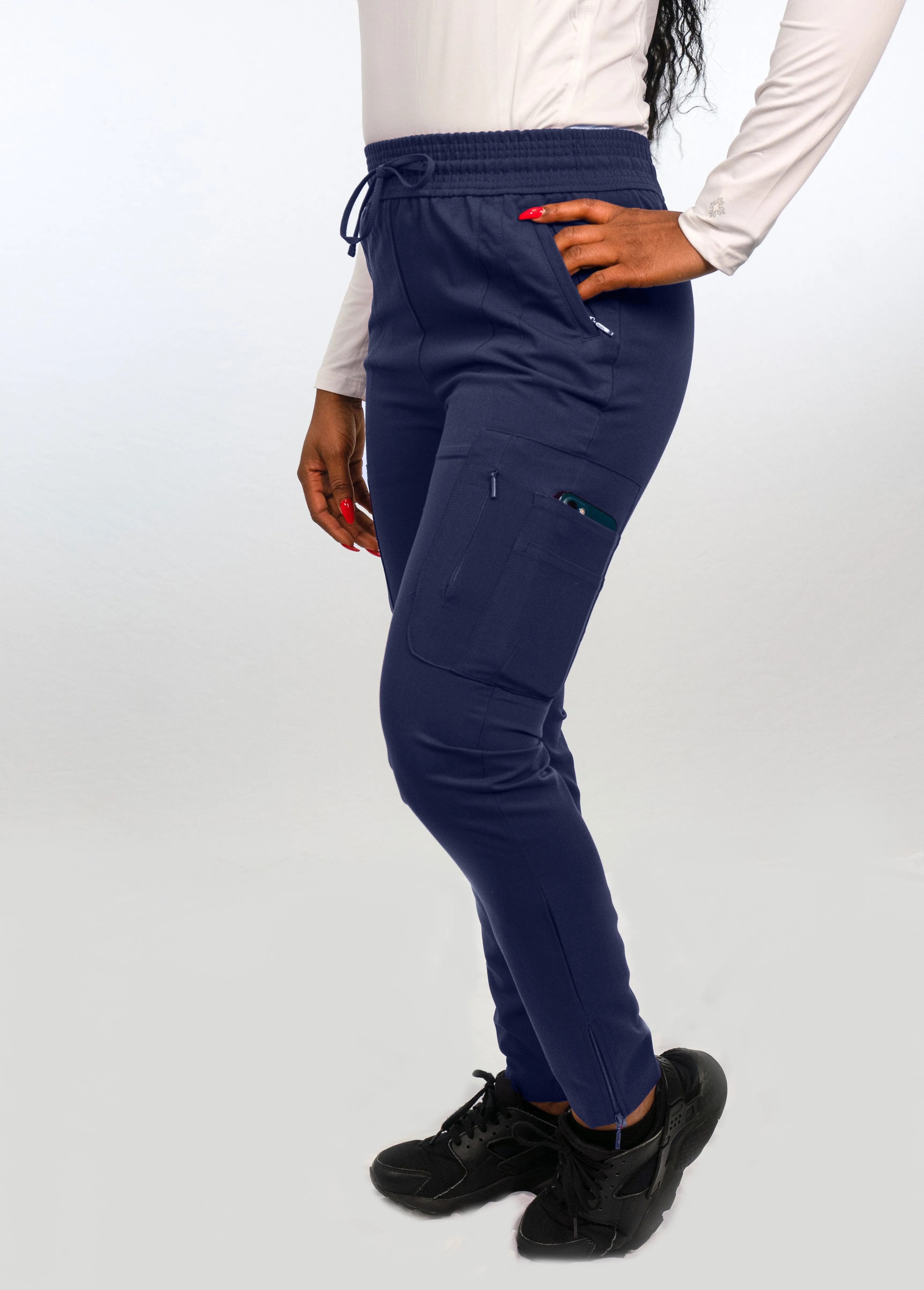 Antimicrobial  Lisa Slim-Fit 8-Pocket Jogger Pants By Wozo  XXS-5XL / Navy